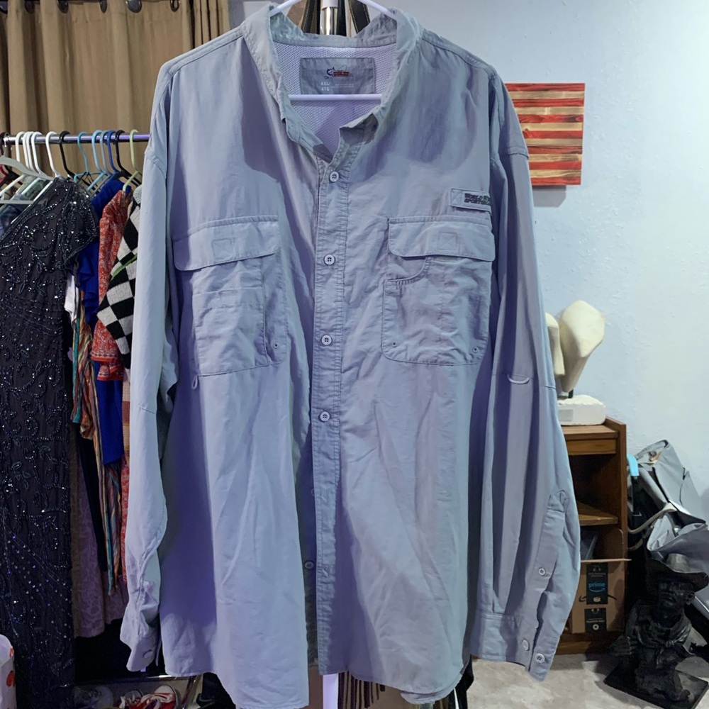 Bass Pro Shops Men's Light Gray Casual Button Down Shirt